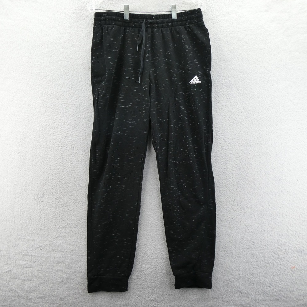 Adidas Joggers Mens Large Black Space Dye Fleece Lined Athletic Pants Drawstring